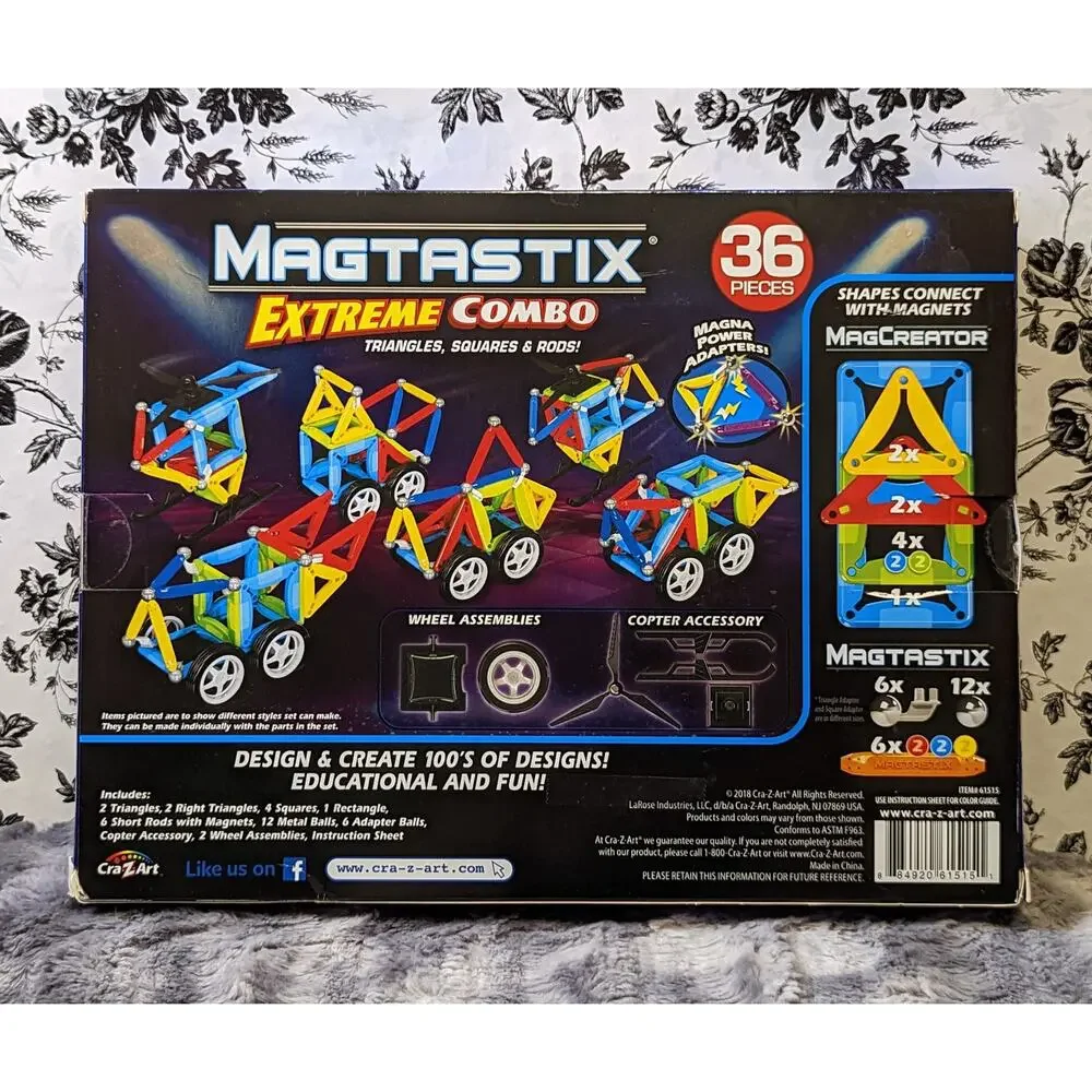 RARE NWT Cra-Z-art Magtastix Extreme Combo Vehicle Magnetic Building 36 pc Set
